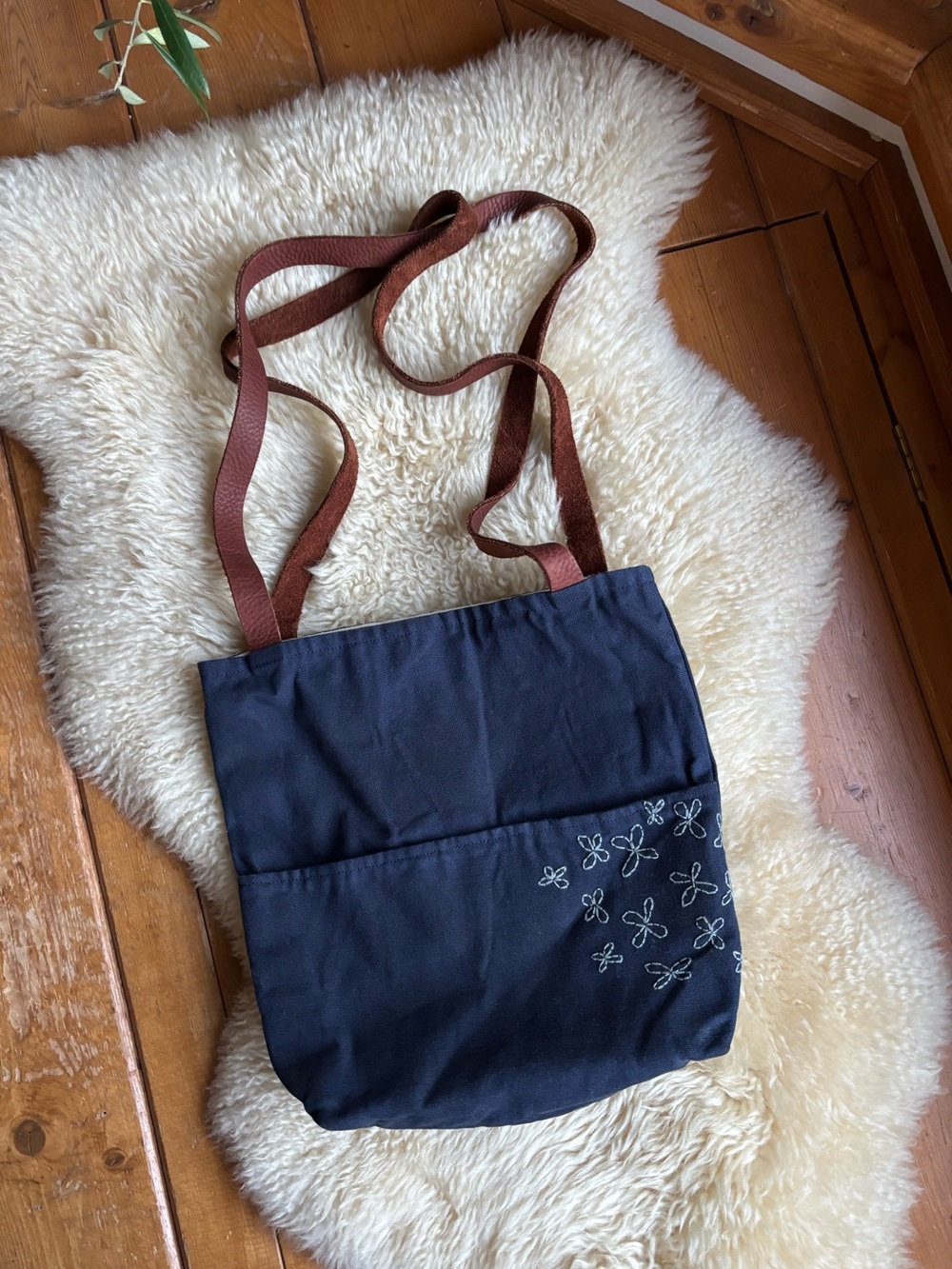 Embroidered Waxed Canvas Tote